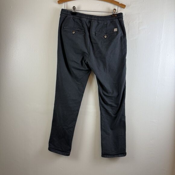 Marine Layer Pants Men MEDIUM Saturday Slim Straight Twill Drawstring Wash Black - Picture 6 of 12